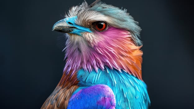 Bird Lilac roller on black background. Lilac Breasted Roller Perched on a Branch photo