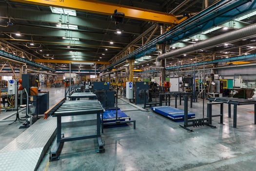 Metalworking factory production line. Interior of the workshop photo