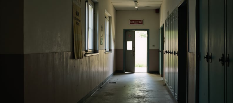 Vacant school corridorgym locker area photo