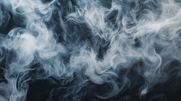 A blue smokey background with a white smokey line. The smoke is thick and dark photo