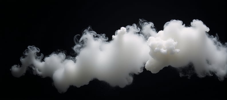 A smoke powder overlay adds isolating white fog with smoky effects to black backdrop photo