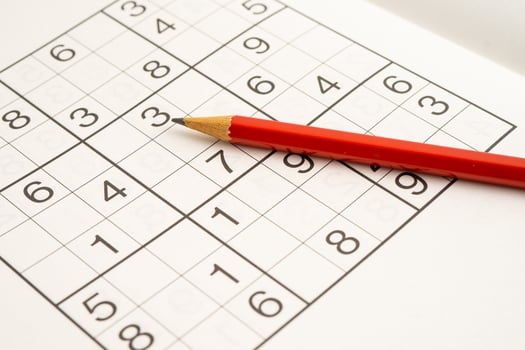 Sudoku puzzle, brain game for developing Alzheimer disease in senior patient. photo