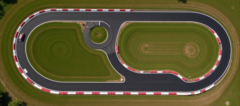 Aerial topview image shows racetrack layout with asphalt curves street circuits photo