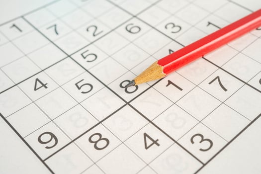 Sudoku puzzle, brain game for developing Alzheimer disease in senior patient. photo
