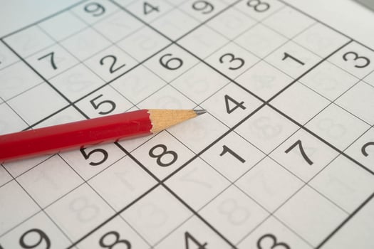 Sudoku puzzle, brain game for developing Alzheimer disease in senior patient. photo