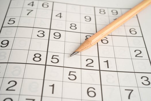 Sudoku puzzle, brain game for developing Alzheimer disease in senior patient. photo