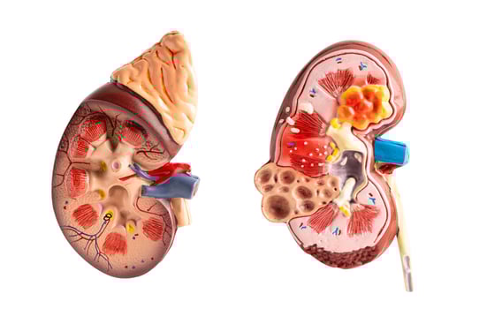 Model of human kidney isolated on white background with clipping path, Chronic Kidney Disease CKD. photo