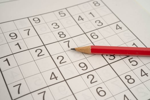 Sudoku puzzle, brain game for developing Alzheimer disease in senior patient. photo