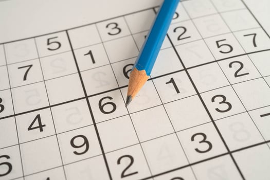 Sudoku puzzle, brain game for developing Alzheimer disease in senior patient. photo