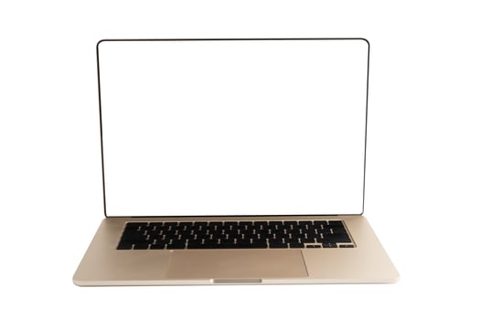Laptop computer with blank screen isolated on white background with clipping path. photo