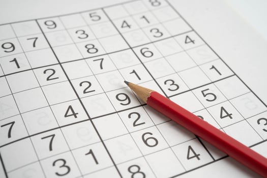 Sudoku puzzle, brain game for developing Alzheimer disease in senior patient. photo