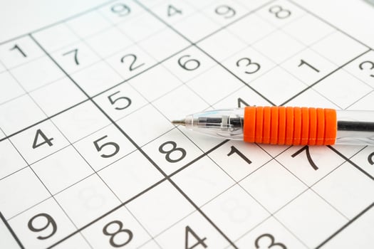 Sudoku puzzle, brain game for developing Alzheimer disease in senior patient. photo