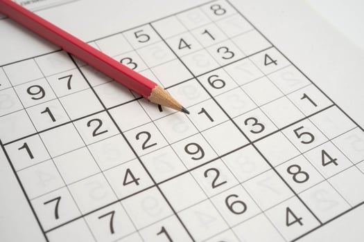 Sudoku puzzle, brain game for developing Alzheimer disease in senior patient. photo