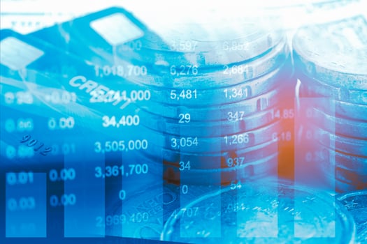 Stock investment trading with coin and credit card. photo