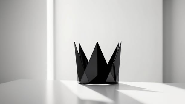 A black vase with a crown on top photo