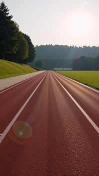 Empty running track at dawn photo