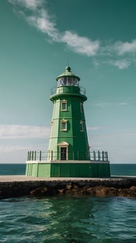Green Lighthouse Tower Coast Maritime near the Water photo