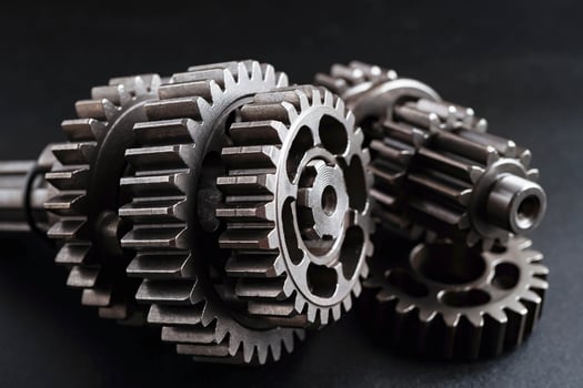 Metal gear wheel engine car and bike, mechanic industry. photo