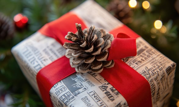 A box with a pine cone on top photo
