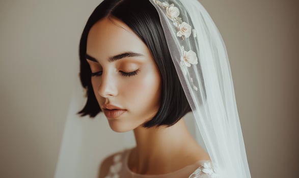 A woman with a veil on her head photo