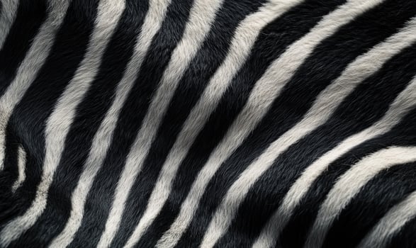 The zebra's fur is black and white photo
