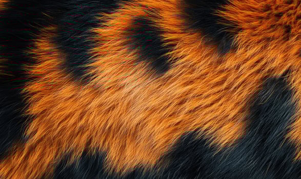 A close up of a furry animal with orange and black stripes photo