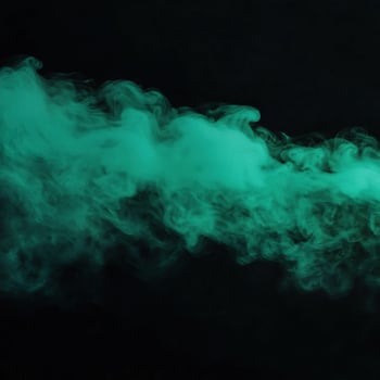 Abstract dark green mist rolling over a black background, evoking a sense of foreboding and depth, mysterious and eerie photo