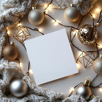 Blank A5 modern minimalist Christmas card mockup, contemporary holiday style photo