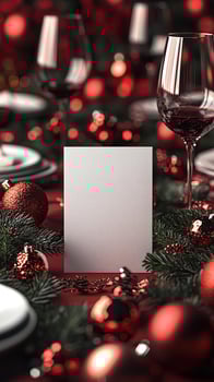 Blank Christmas card mockup, sophisticated holiday decor photo
