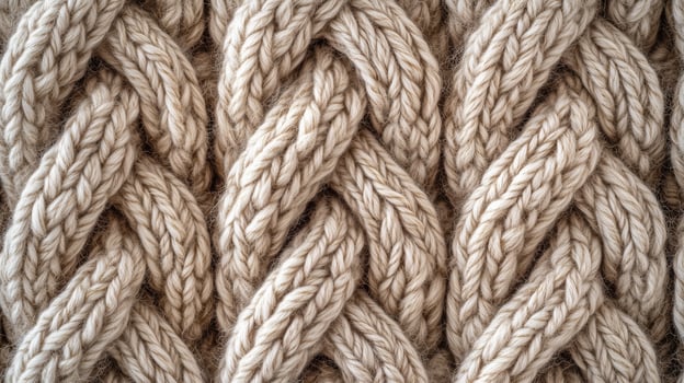 A knitted pattern of white yarn. The yarn is knitted in a way that it looks like a series of loops. photo