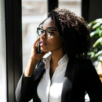 Professional Office Communication Black Businesswoman making a phone call photo