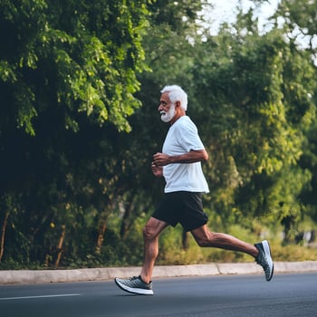 Active Old Elderly Senior Man is running photo