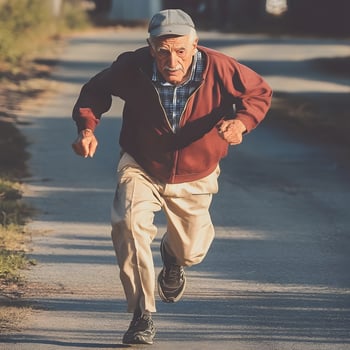 Active Lifestyle Old Elderly Senior Man is running photo