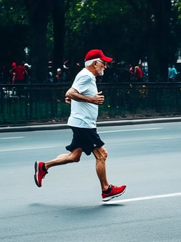 Active Lifestyle Old Aging Senior Man is jogging photo