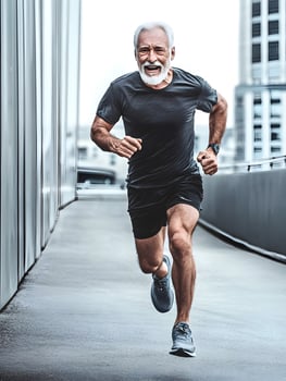 Active Lifestyle Old Aging Senior Man is running photo