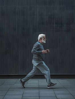 Active Lifestyle Old Aging Senior Man is running photo