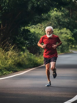 Active Old Elderly Senior Man is running photo