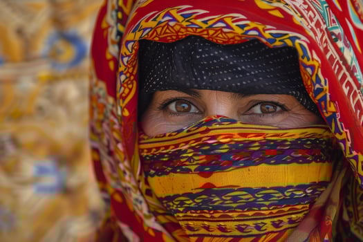 Portrait of a woman wearing a traditional niqab covering her face photo