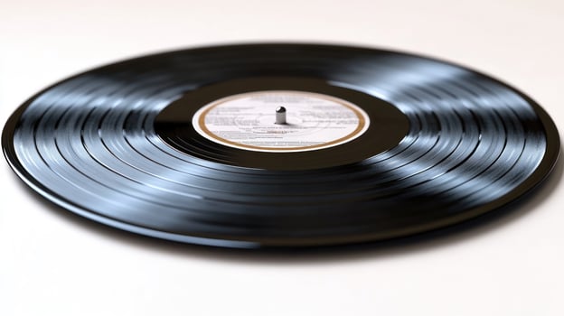 An elegant vinyl record rests on a turntable, inviting moments of musical nostalgia photo