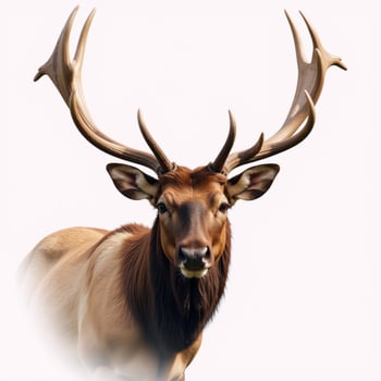 Watercolorstyle elk portrait with white backdrop photo