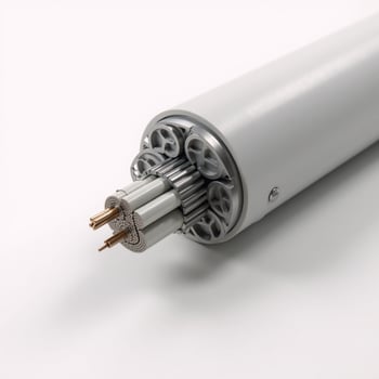 Isolated armored submarine fiberoptic cable on a white backdrop as a 3D illustration photo
