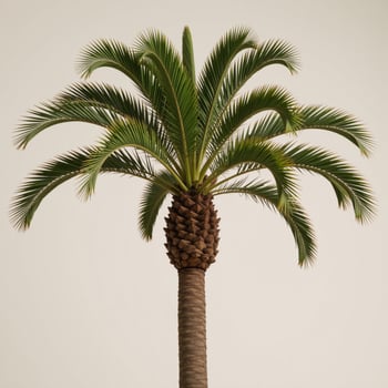 A lone palm tree is featured against an open backdrop photo