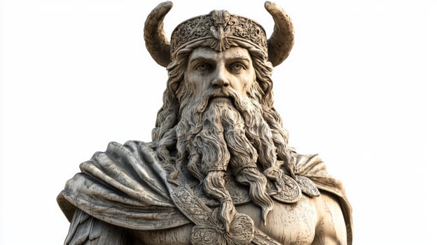 Forseti the Scandinavian god of justice and reconciliation is portrayed with intricate details highlighting his regal attire and expressive features embodying ancient Norse mythology. photo