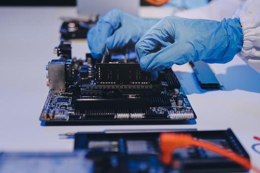 Electronics technician, electronic engineering electronic repair, electronics measuring and testing, repair and maintenance concepts. photo