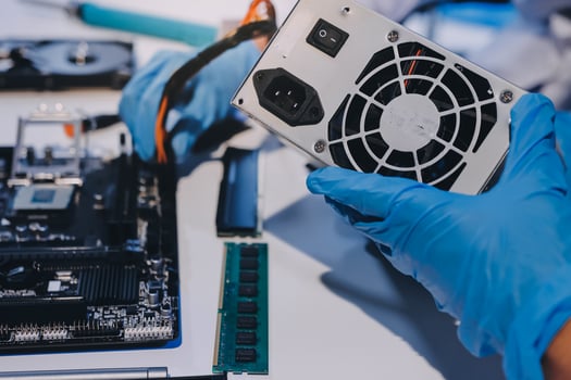 Electronics technician, electronic engineering electronic repair, electronics measuring and testing, repair and maintenance concepts. photo
