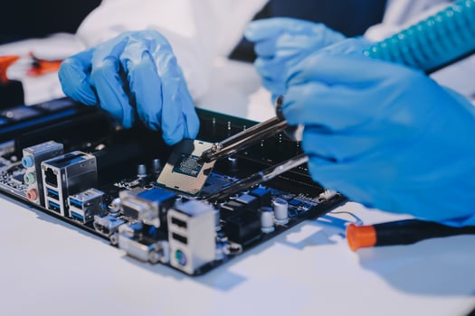 Electronics technician, electronic engineering electronic repair, electronics measuring and testing, repair and maintenance concepts. photo