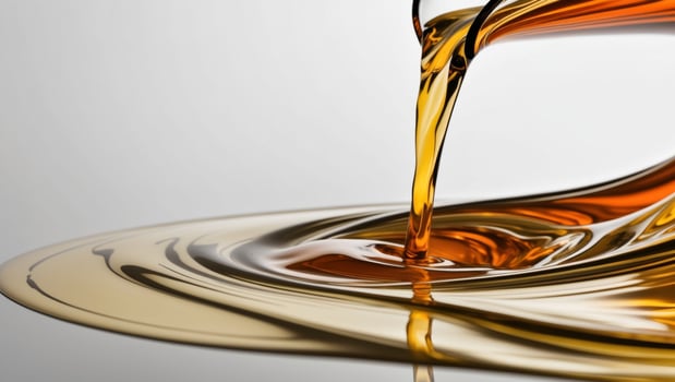 Golden Liquid Pouring with Ripples and Swirls. photo