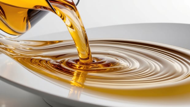 Golden Liquid Pouring with Ripples and Swirls. photo