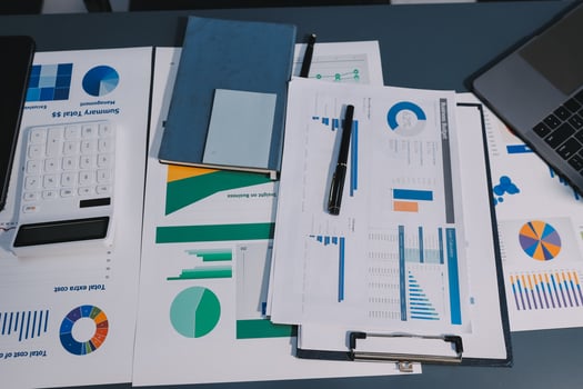 Team of business people are meeting to analyze data for marketing plan,Market research reports and income statistics, Financial and Accounting concept. photo