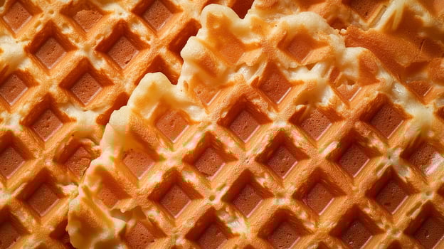 Yellow waffle texture pattern bread for breakfast banner photo